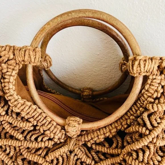 Sold.  Free People Brown Point Break Macrame Multi-Way Bag - Picture 9 of 12